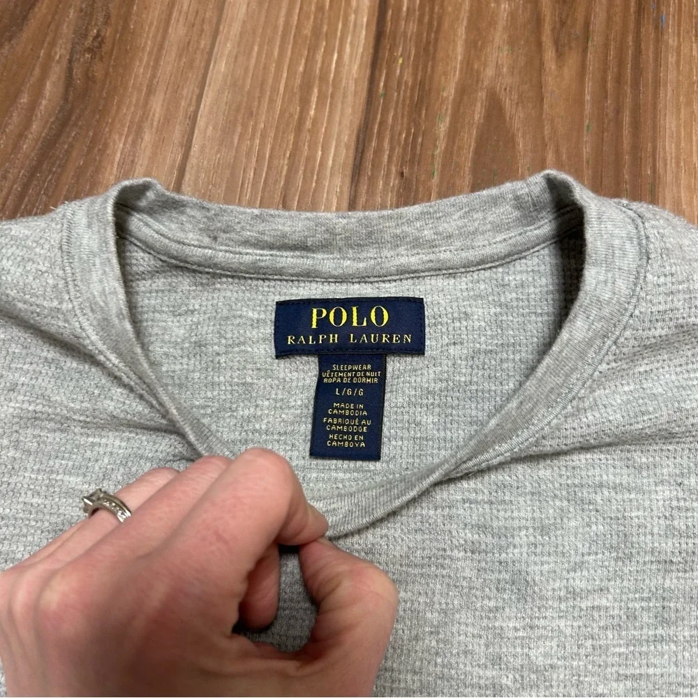 Polo Ralph Lauren men’s thermal long sleeve pullover ski bear waffle knit sleep